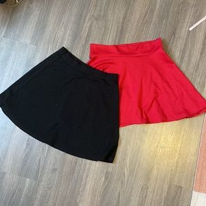 Red and Black short flare skirts